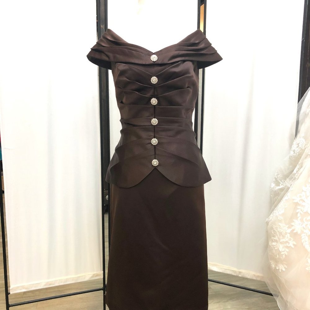 NEW 2-Piece Espresso Mother of the Bride/Groom Formal Holiday Dress SIZE 8
